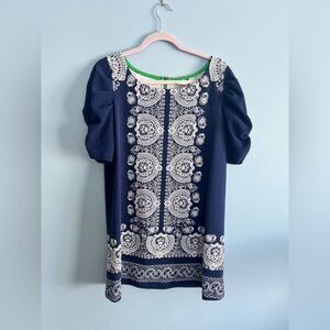 ANTHROPOLOGIE Akemi + Kin Navy and White Manet tunic mini dress size L large